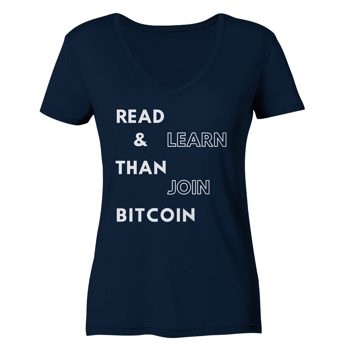 READ & LEARN THAN JOIN BITCOIN - Ladies Collection - Ladies V-Neck Shirt