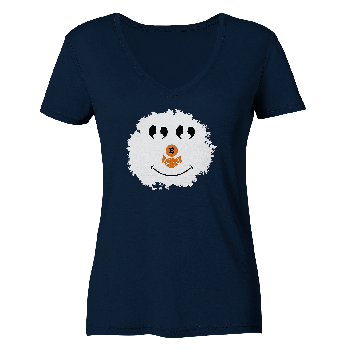 Smiley Augen Gespräch Bitcoin handshake - (Ladies Collection 21% Rabatt bis zum Halving 2024) - Ladies V-Neck Shirt