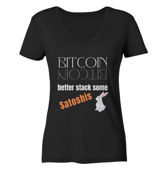 BITCOIN better stack some Satoshis - LADIES COLLECTION 21% automat. Rabatt bis zum Halving 2024  - Ladies V-Neck Shirt