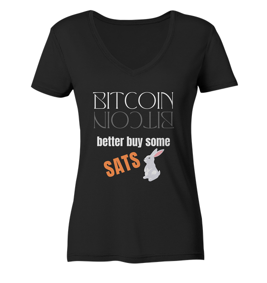 BITCOIN better buy some SATS (Spiegelschrift & Bunny) - LADIES COLLECTION 21% automat. Rabatt bis zum Halving 2024  - Ladies V-Neck Shirt