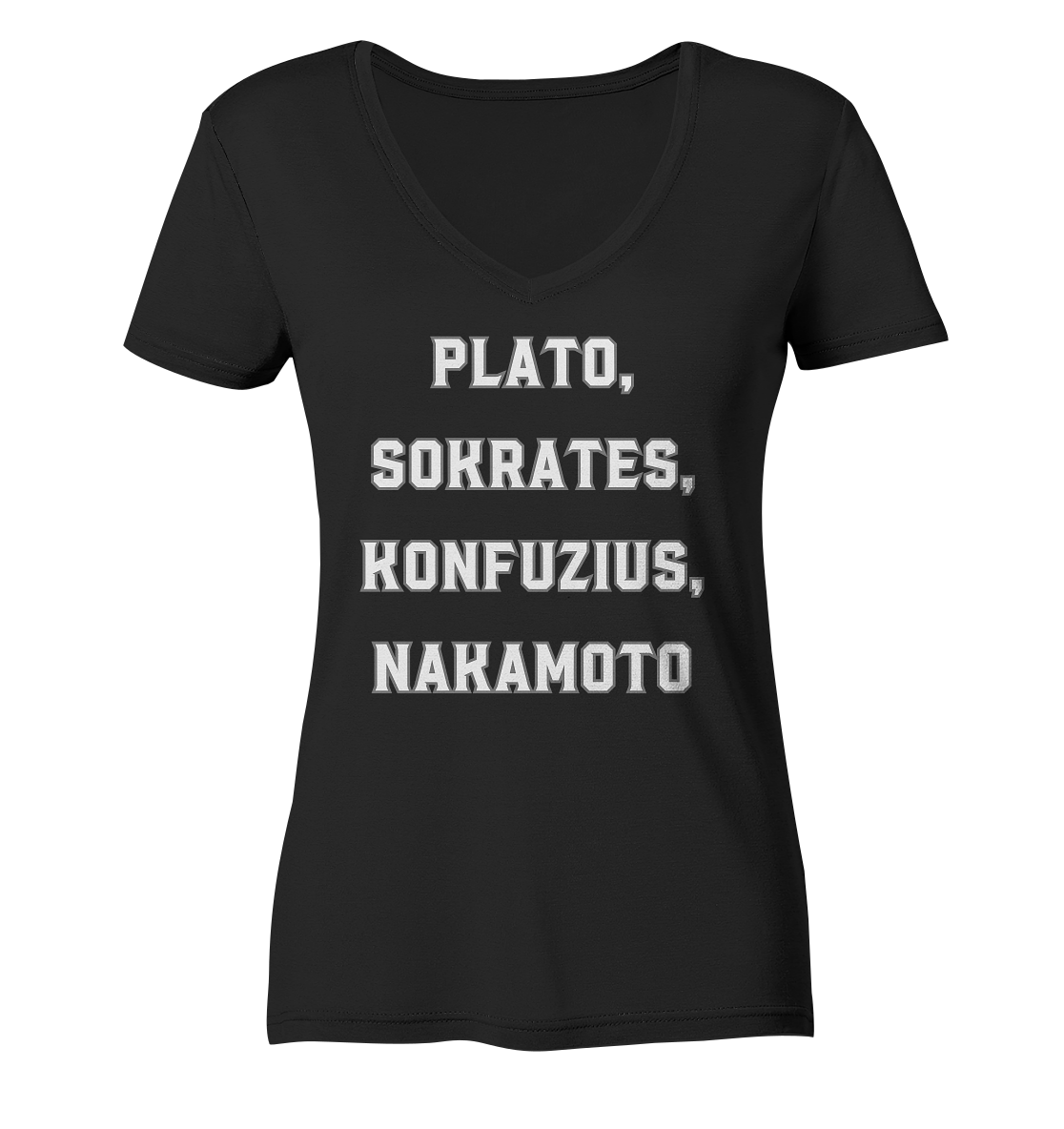 PLATO, SOKRATES, KONFUZIUS, NAKAMOTO - Ladies Collection - Ladies V-Neck Shirt