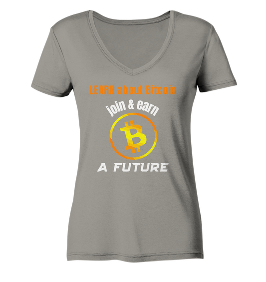 LEARN about BITCOIN join & earn A FUTURE - Ladies, Variante  - Ladies V-Neck Shirt