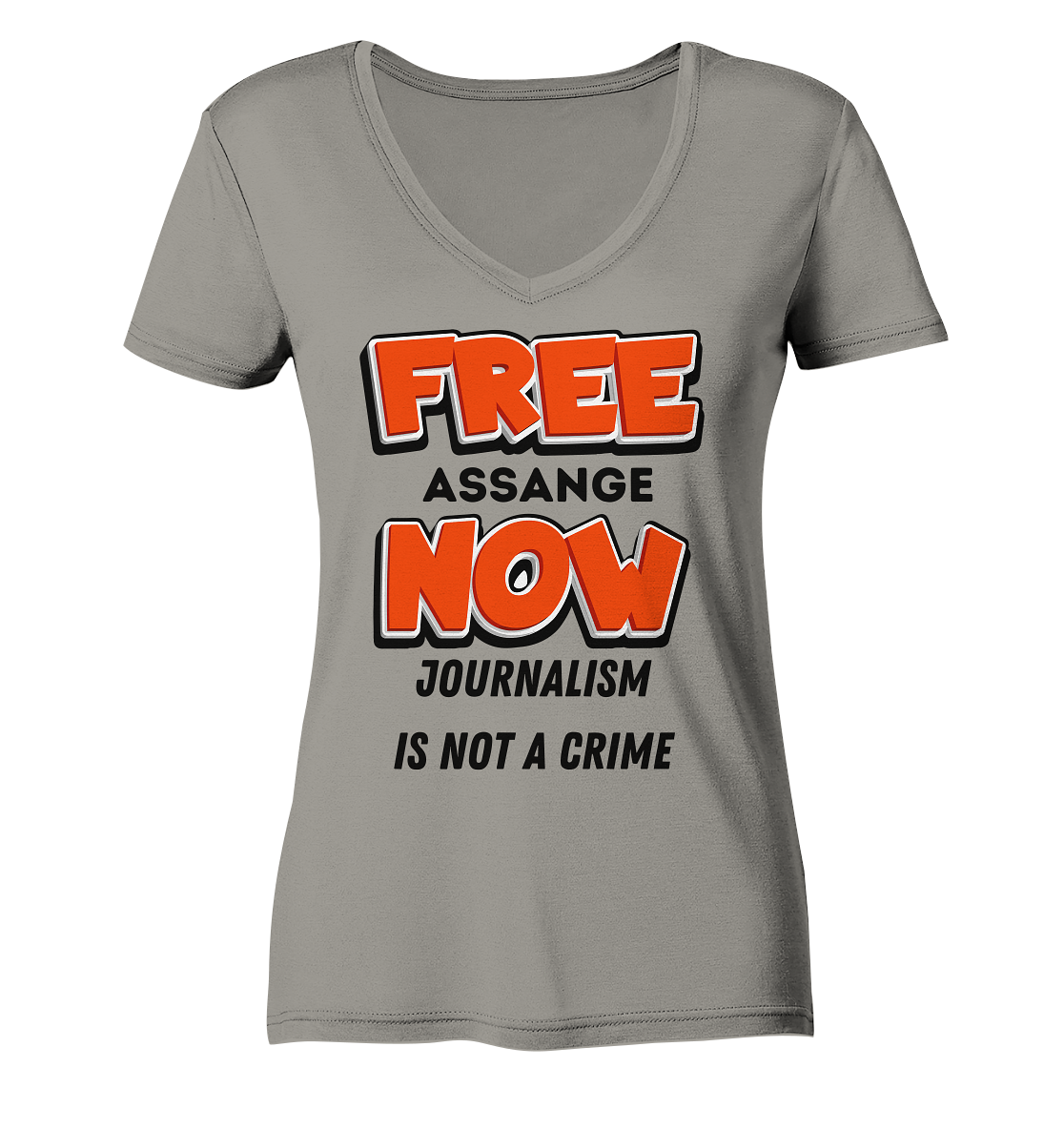 FREE ASSANGE NOW - JOURNALISM IS NOT A CRIME (Ladies Collection 21% Rabatt bis zum Halving 2024)  - Ladies V-Neck Shirt