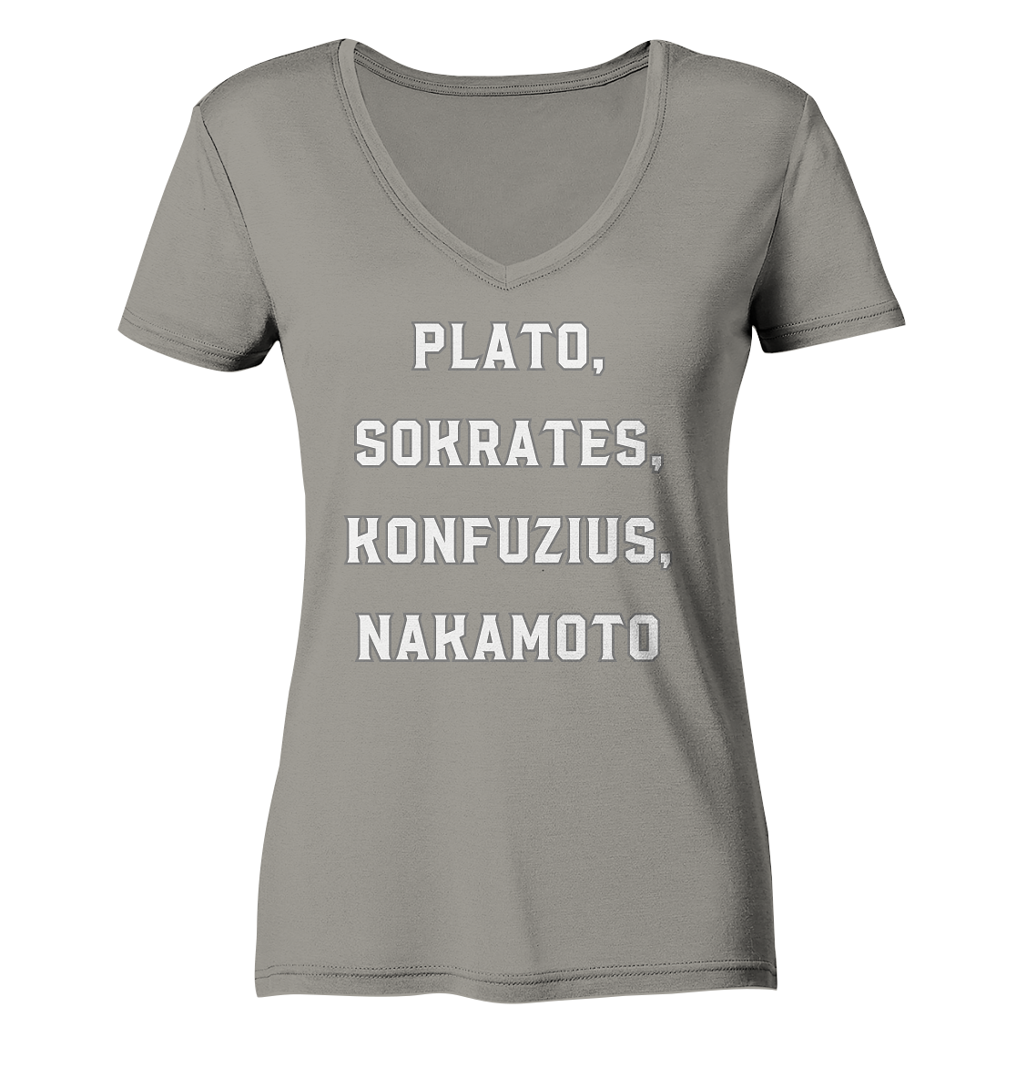 PLATO, SOKRATES, KONFUZIUS, NAKAMOTO - Ladies Collection - Ladies V-Neck Shirt