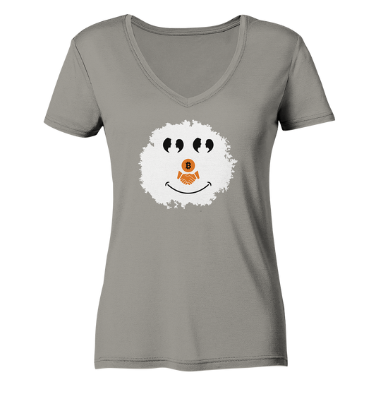 Smiley Augen Gespräch Bitcoin handshake - (Ladies Collection 21% Rabatt bis zum Halving 2024) - Ladies V-Neck Shirt