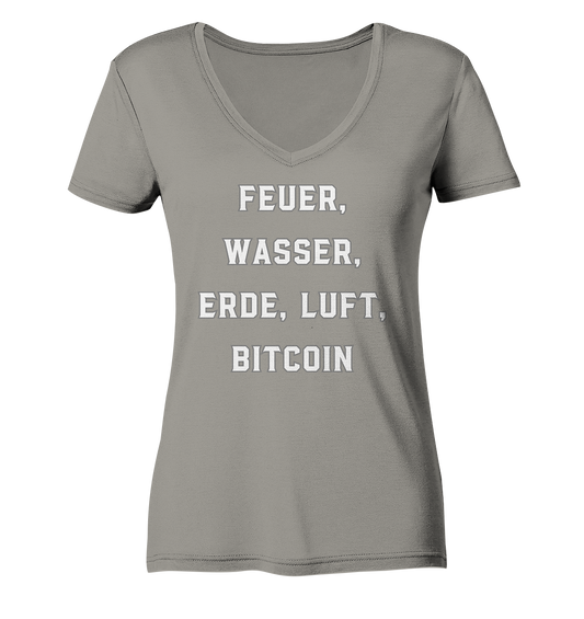 FEUER, WASSER, ERDE, LUFT, BITCOIN- Ladies Collection  - Ladies V-Neck Shirt