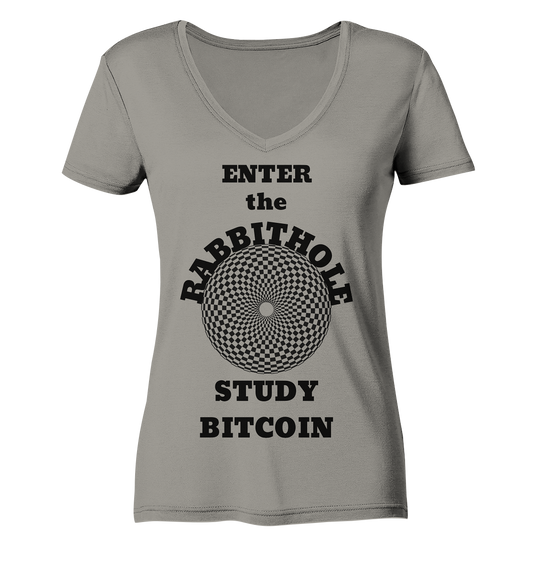 ENTER the RABBITHOLE - STUDY BITCOIN # Ladies Collection 21% Rabatt bis zum Halving 2024  - Ladies V-Neck Shirt