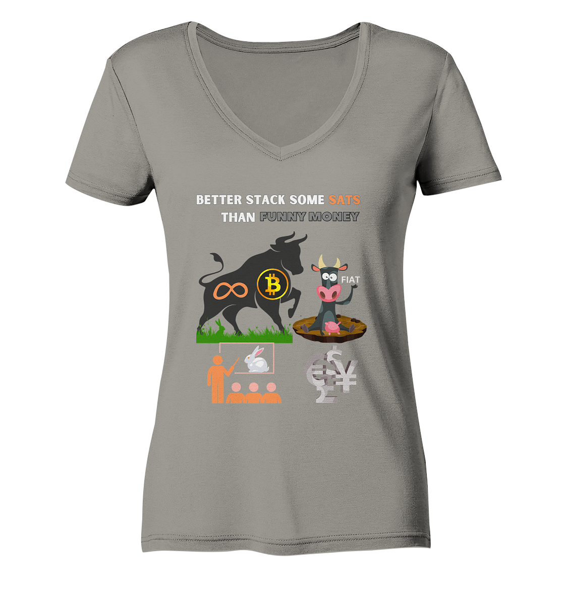 BETTER STACK SOME SATS THAN FUNNY MONEY - BTC BULLE, unendlich, Kaninchenbau-Schule,... - LADIES COLLECTION 21% automat. Rabatt bis zum Halving 2024 - Ladies V-Neck Shirt