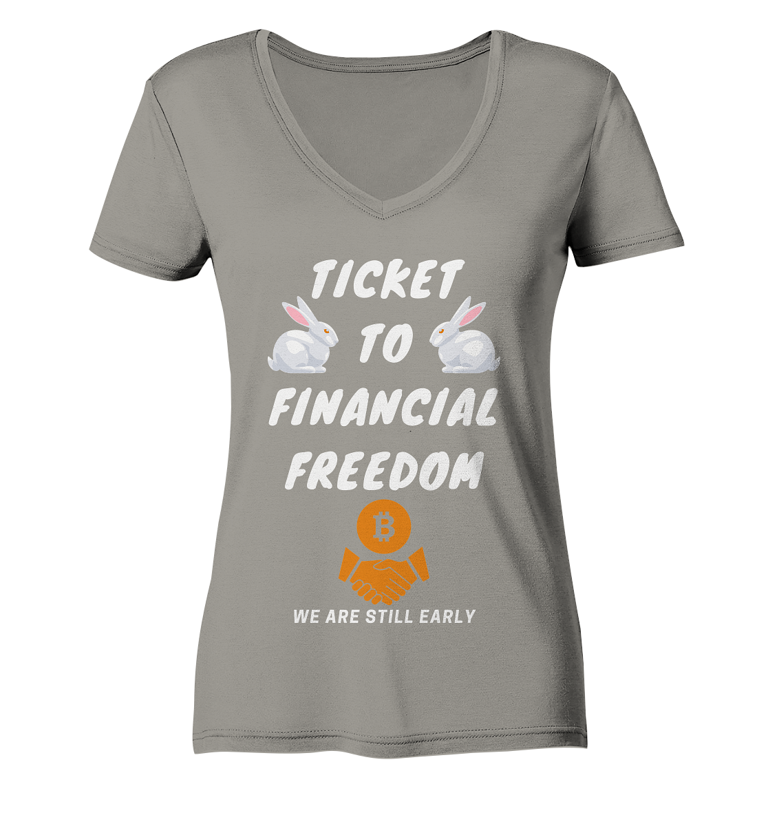 TICKET TO FINANCIAL FREEDOM - LADIES COLLECTION 21% automat. Rabatt bis zum Halving 2024   - Ladies V-Neck Shirt