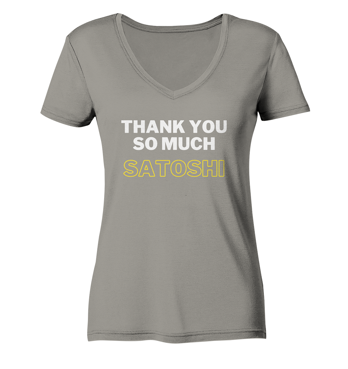 THANK YOU SO MUCH SATOSHI (weiss / gelb) - LADIES COLLECTION 21% automat. Rabatt bis zum Halving 2024 - Ladies V-Neck Shirt