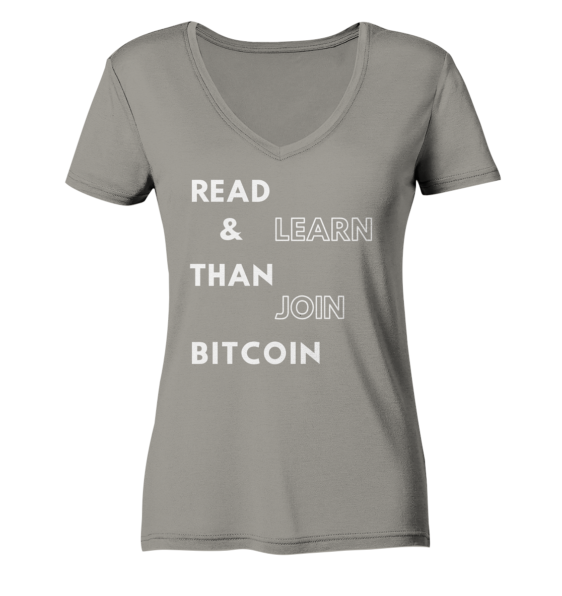 READ & LEARN THAN JOIN BITCOIN - Ladies Collection - Ladies V-Neck Shirt