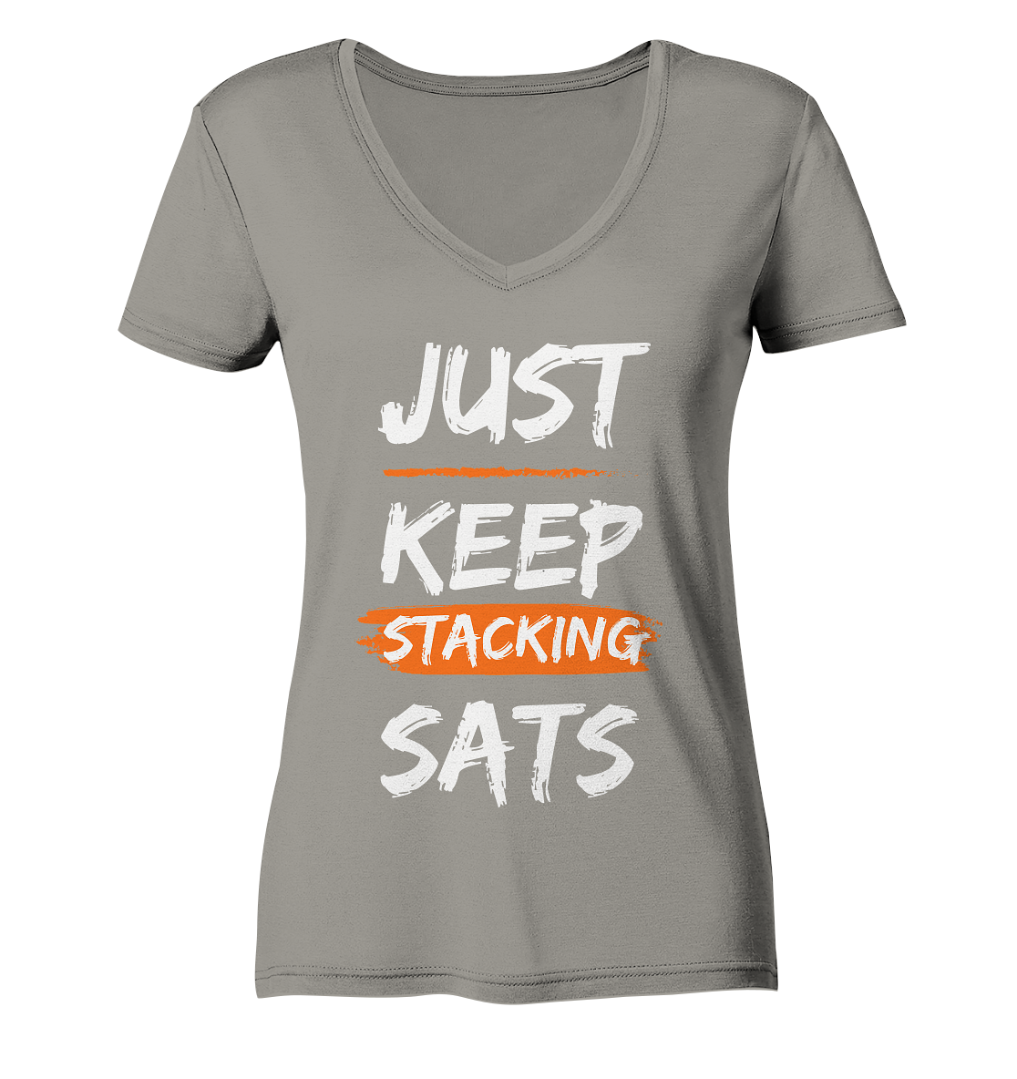 JUST KEEP STACKING SATS - LADIES COLLECTION 21% automat. Rabatt bis zum Halving 2024   - Ladies V-Neck Shirt