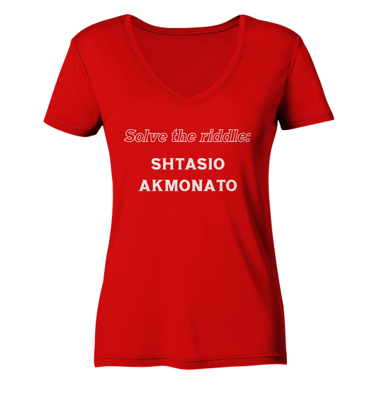 Solve the riddle - SHTASIO AKMONATO - Ladies V-Neck Shirt