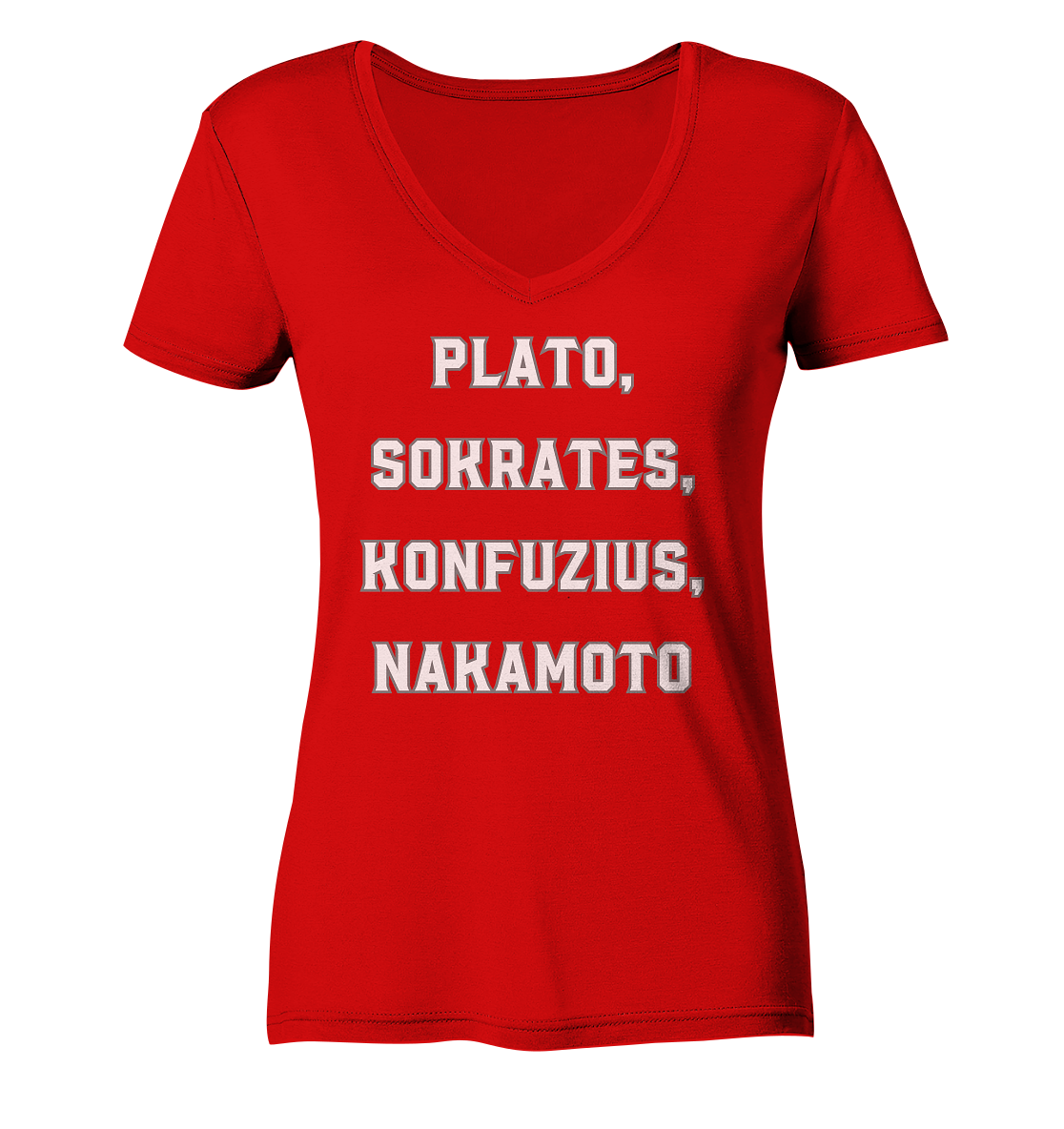 PLATO, SOKRATES, KONFUZIUS, NAKAMOTO - Ladies Collection - Ladies V-Neck Shirt