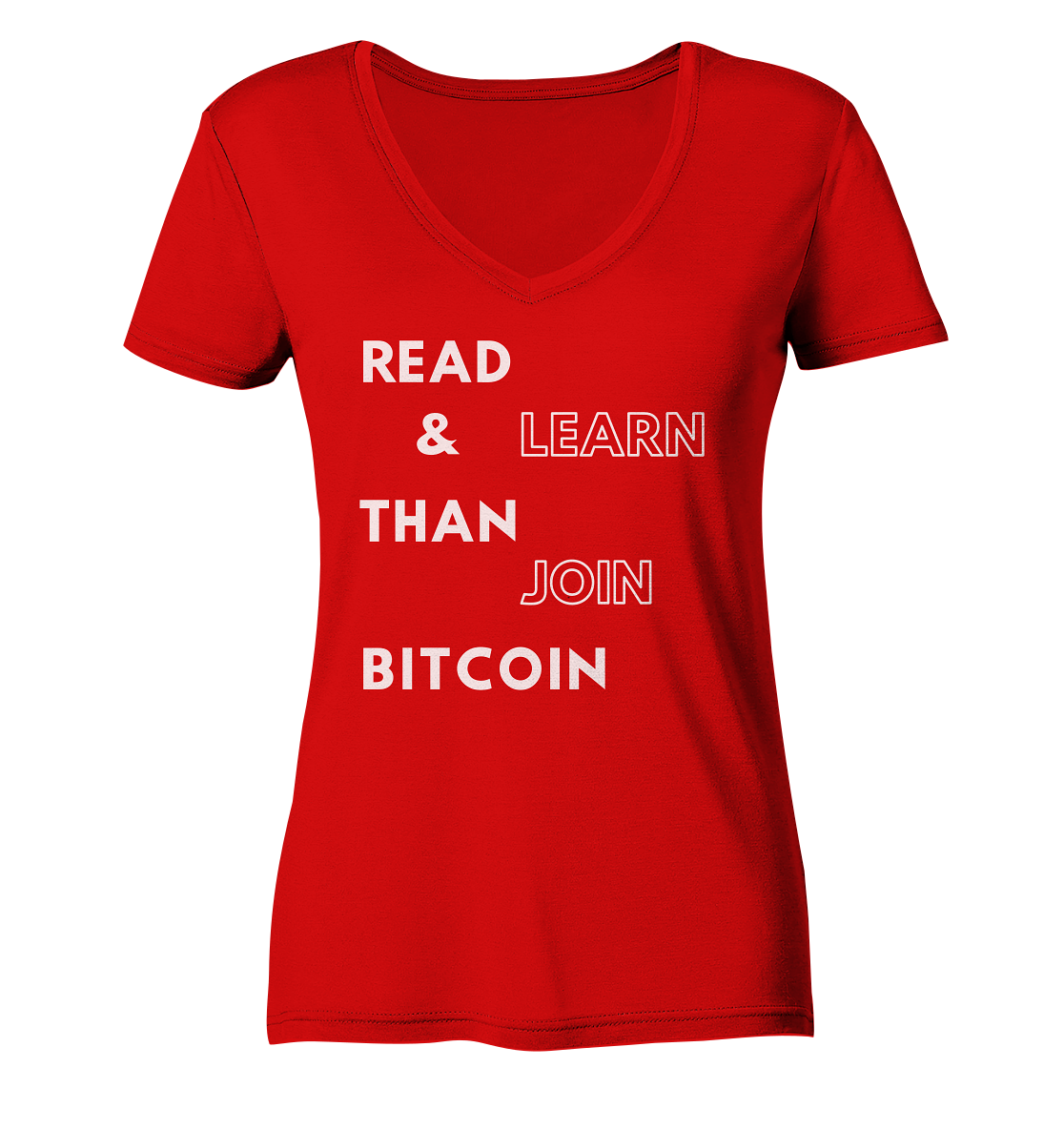 READ & LEARN THAN JOIN BITCOIN - Ladies Collection - Ladies V-Neck Shirt