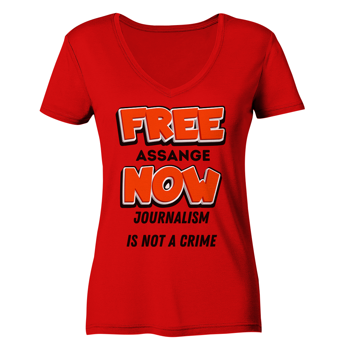 FREE ASSANGE NOW - JOURNALISM IS NOT A CRIME (Ladies Collection 21% Rabatt bis zum Halving 2024)  - Ladies V-Neck Shirt