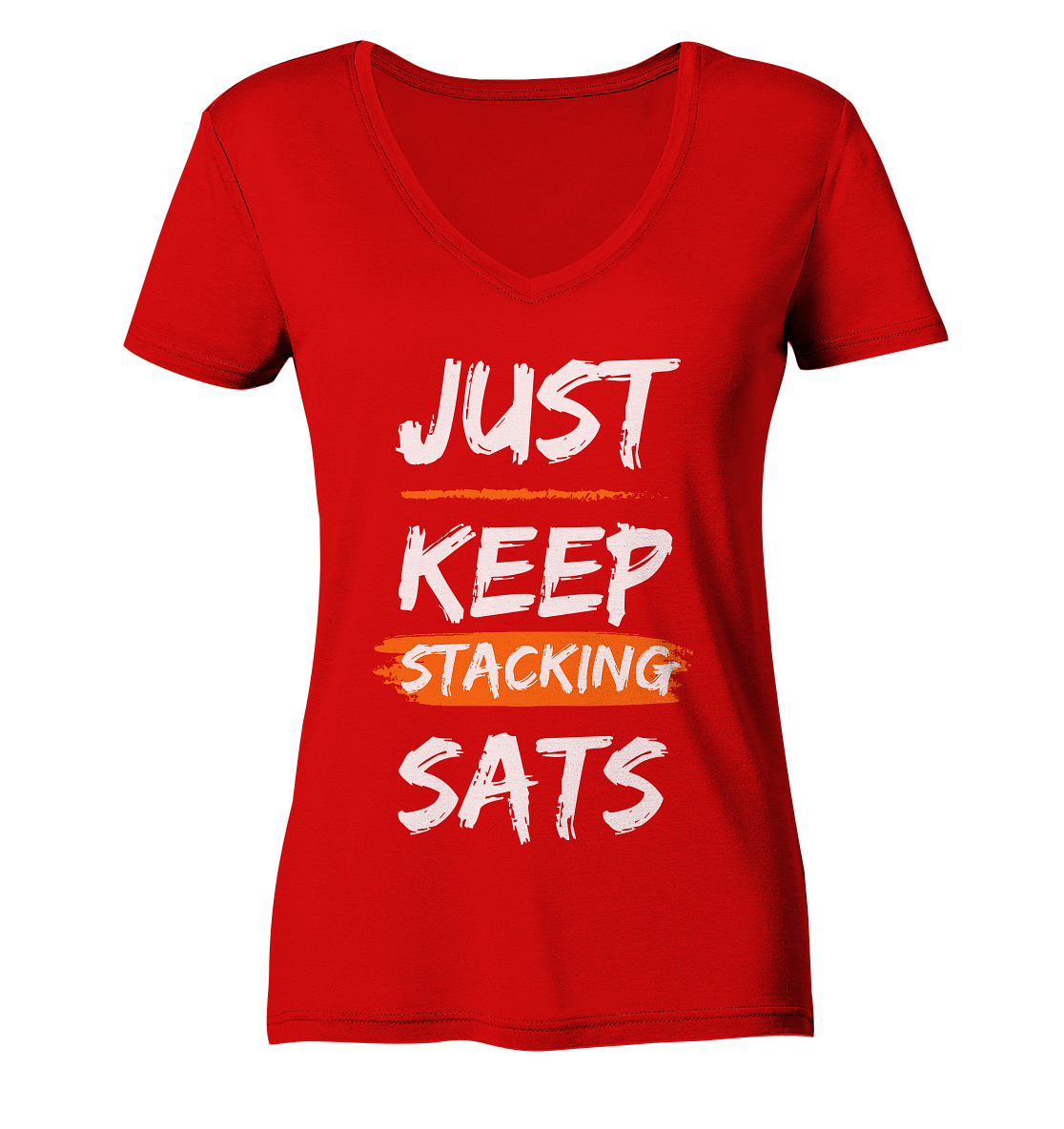 JUST KEEP STACKING SATS - LADIES COLLECTION 21% automat. Rabatt bis zum Halving 2024   - Ladies V-Neck Shirt