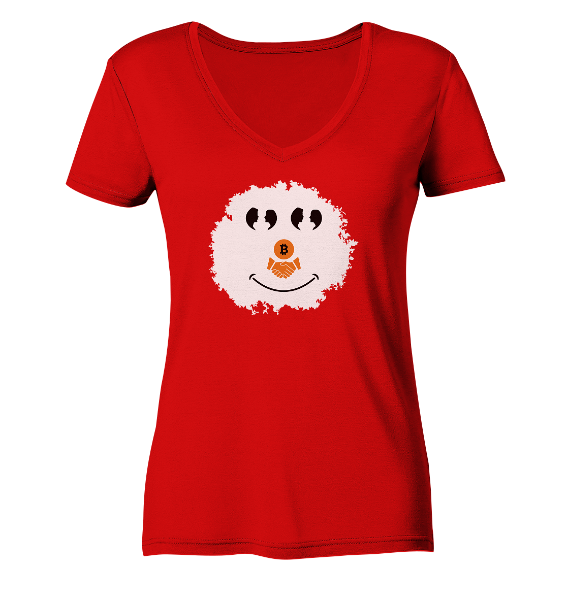 Smiley Augen Gespräch Bitcoin handshake - (Ladies Collection 21% Rabatt bis zum Halving 2024) - Ladies V-Neck Shirt