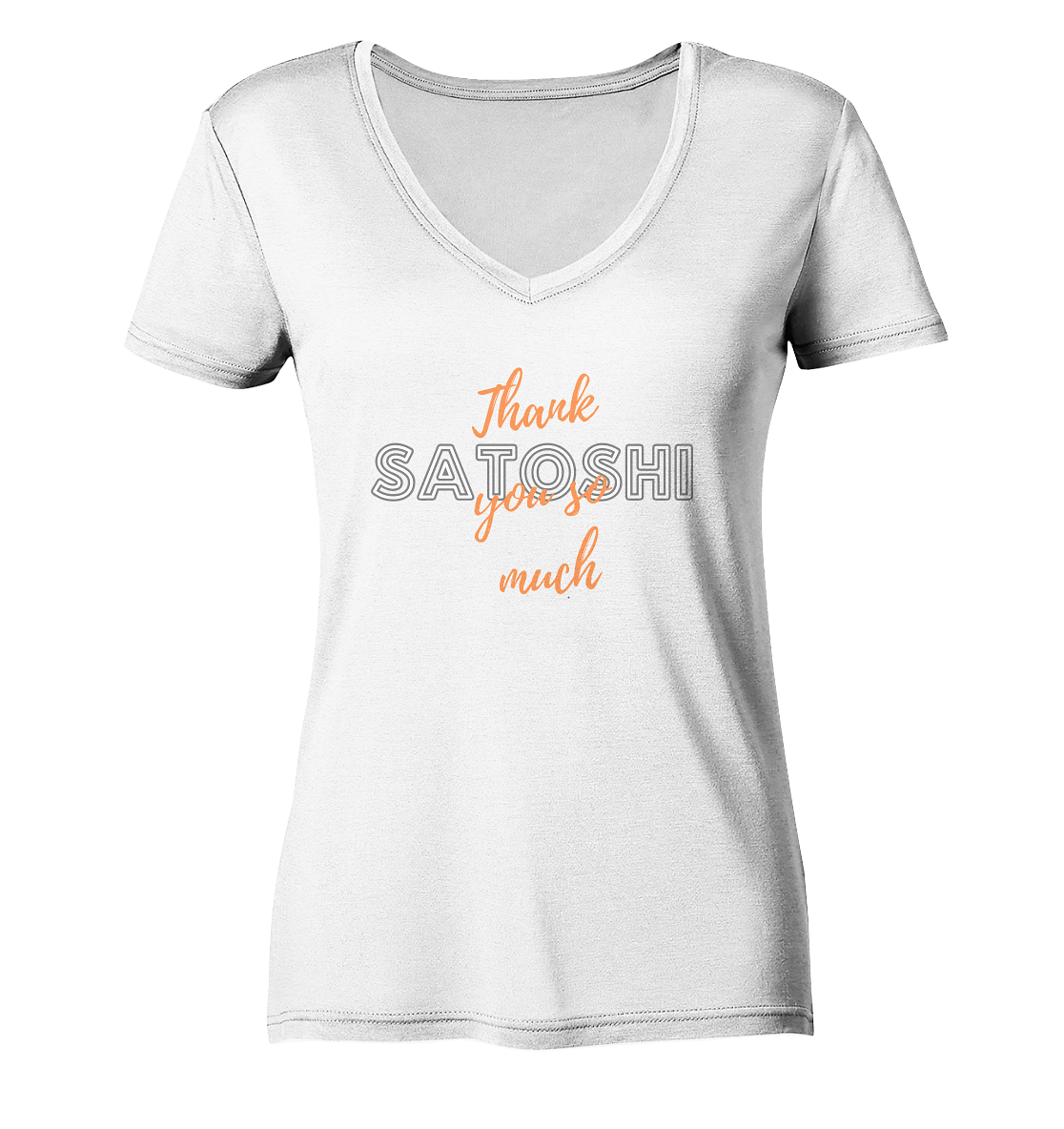 THANK YOU SO MUCH SATOSHI (Version Chaos) - LADIES COLLECTION 21% automat. Rabatt bis zum Halving 2024   - Ladies V-Neck Shirt