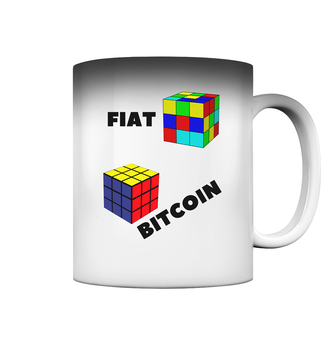 FIAT-Chaos & BITCOIN-Ordnung # Zauberwürfel / Cube Design - Magic Mug