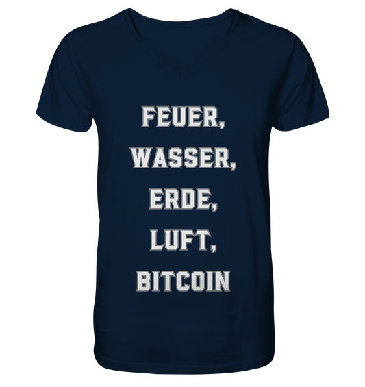 FEUER, WASSER, ERDE, LUFT, BITCOIN - Mens Organic V-Neck Shirt