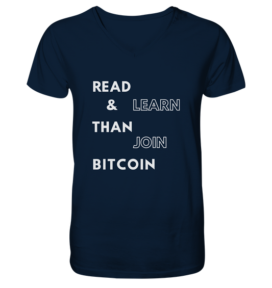 READ & LEARN, THAN JOIN BITCOIN - Mens Organic V-Neck Shirt