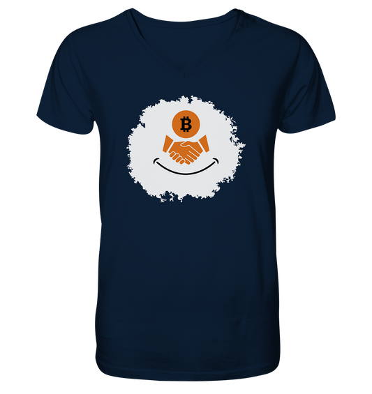 Bitcoin handshake Smiley - Mens Organic V-Neck Shirt