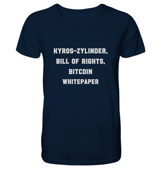 KYROS-ZYLINDER, BILL OF RIGHTS, BITCOIN WHITEPAPER - Mens Organic V-Neck Shirt