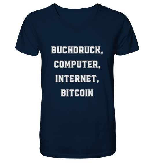 Buchdruck, Computer, Internet, Bitcoin - Mens Organic V-Neck Shirt