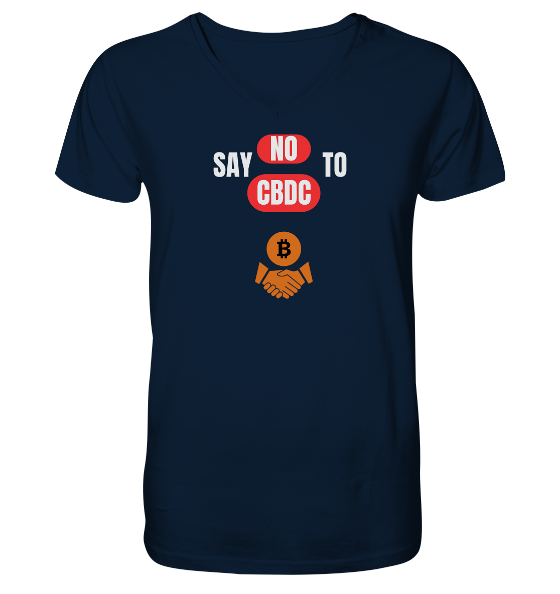 say NO to CBDC (+Bitcoin handshake) Var. - Mens Organic V-Neck Shirt