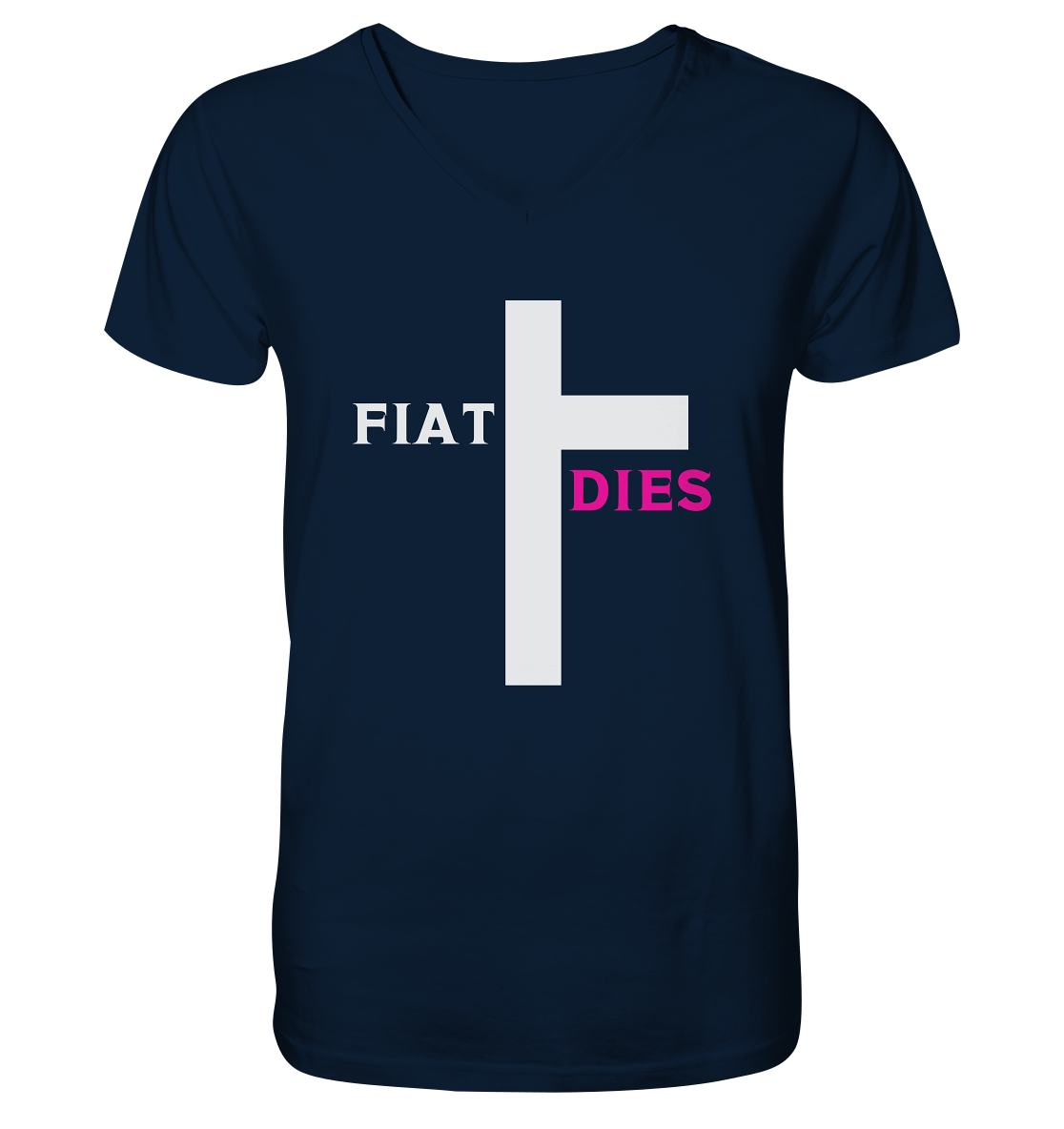 FIAT DIES  - (Variante "FIAT" Teil des Kreuzes) - Mens Organic V-Neck Shirt