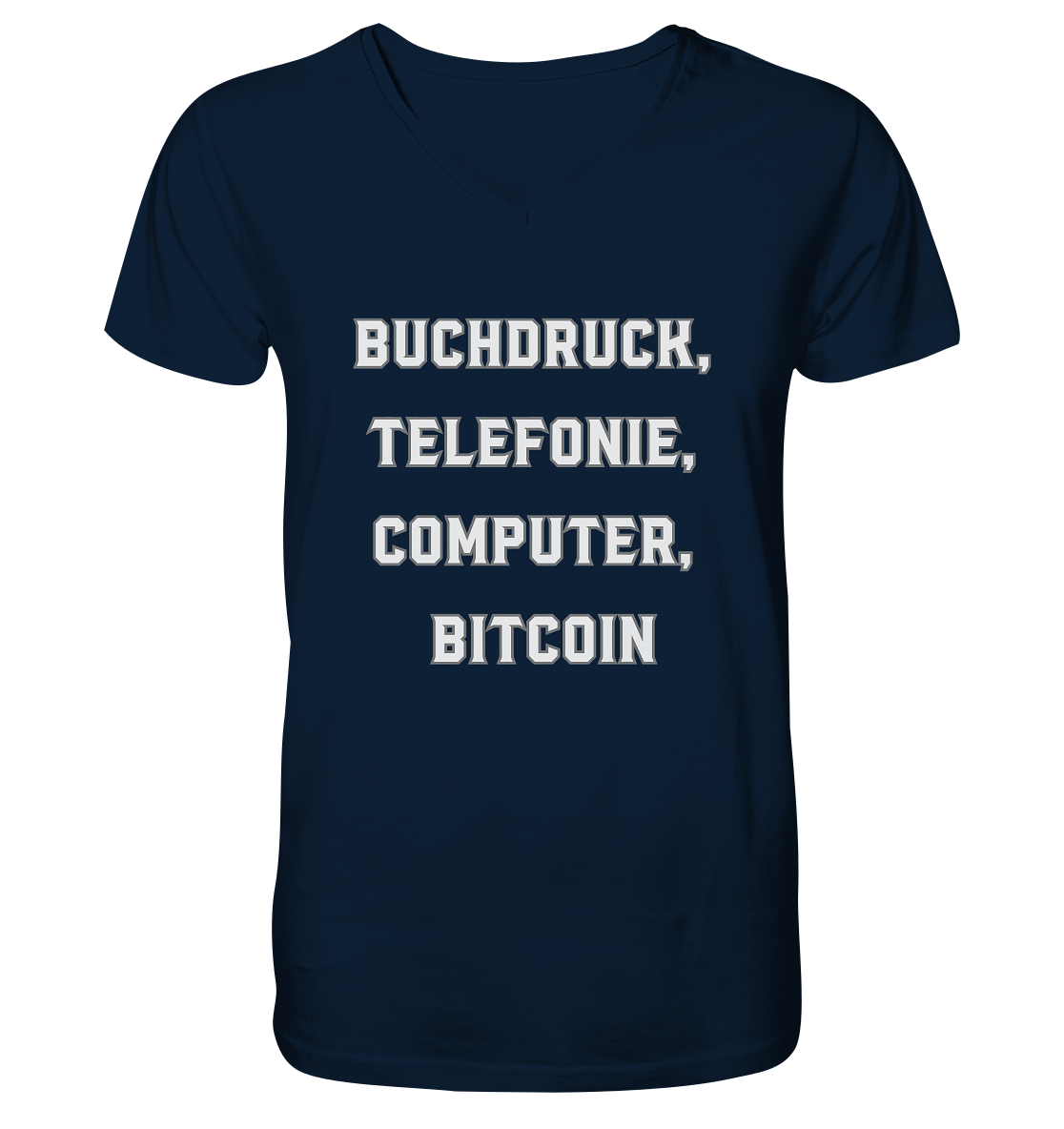 Buchdruck, Telefonie, Computer, Bitcoin  - Mens Organic V-Neck Shirt