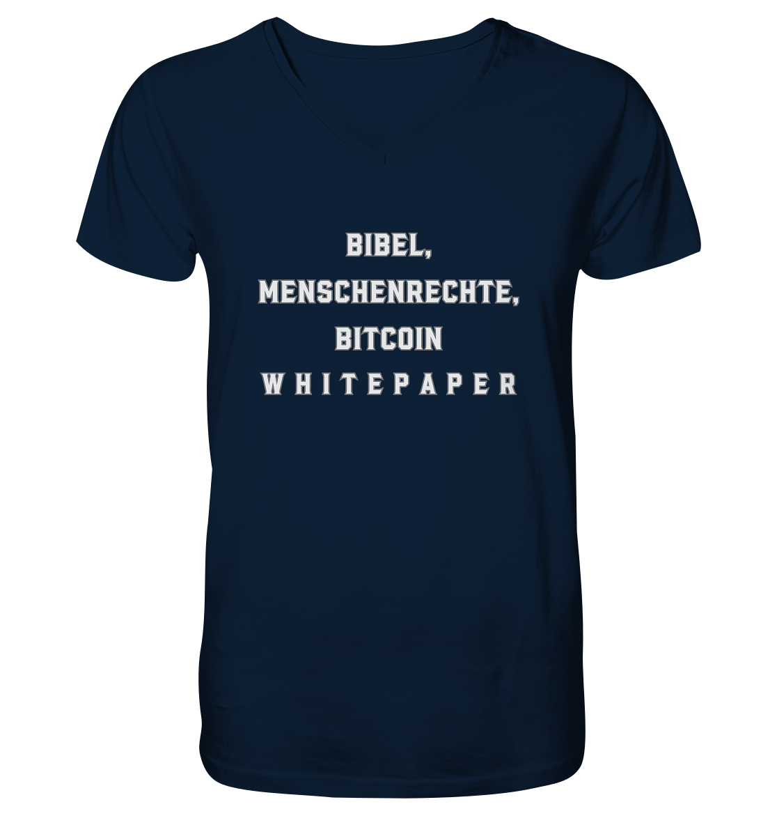 BIBEL, MENSCHENRECHTE, BITCOIN W H I T E P A P E R  - Mens Organic V-Neck Shirt