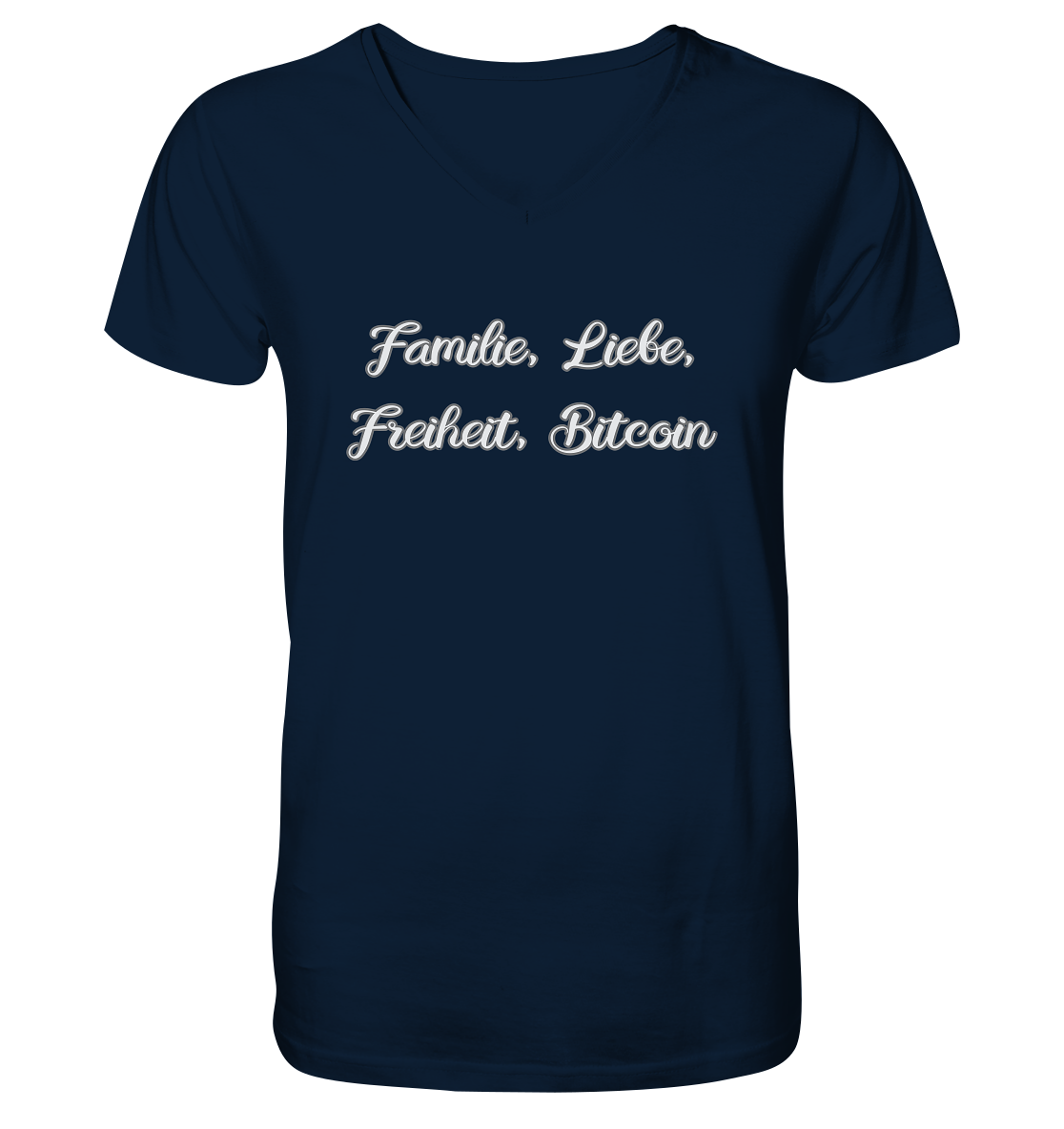 Familie, Liebe, Freiheit, Bitcoin - Mens Organic V-Neck Shirt