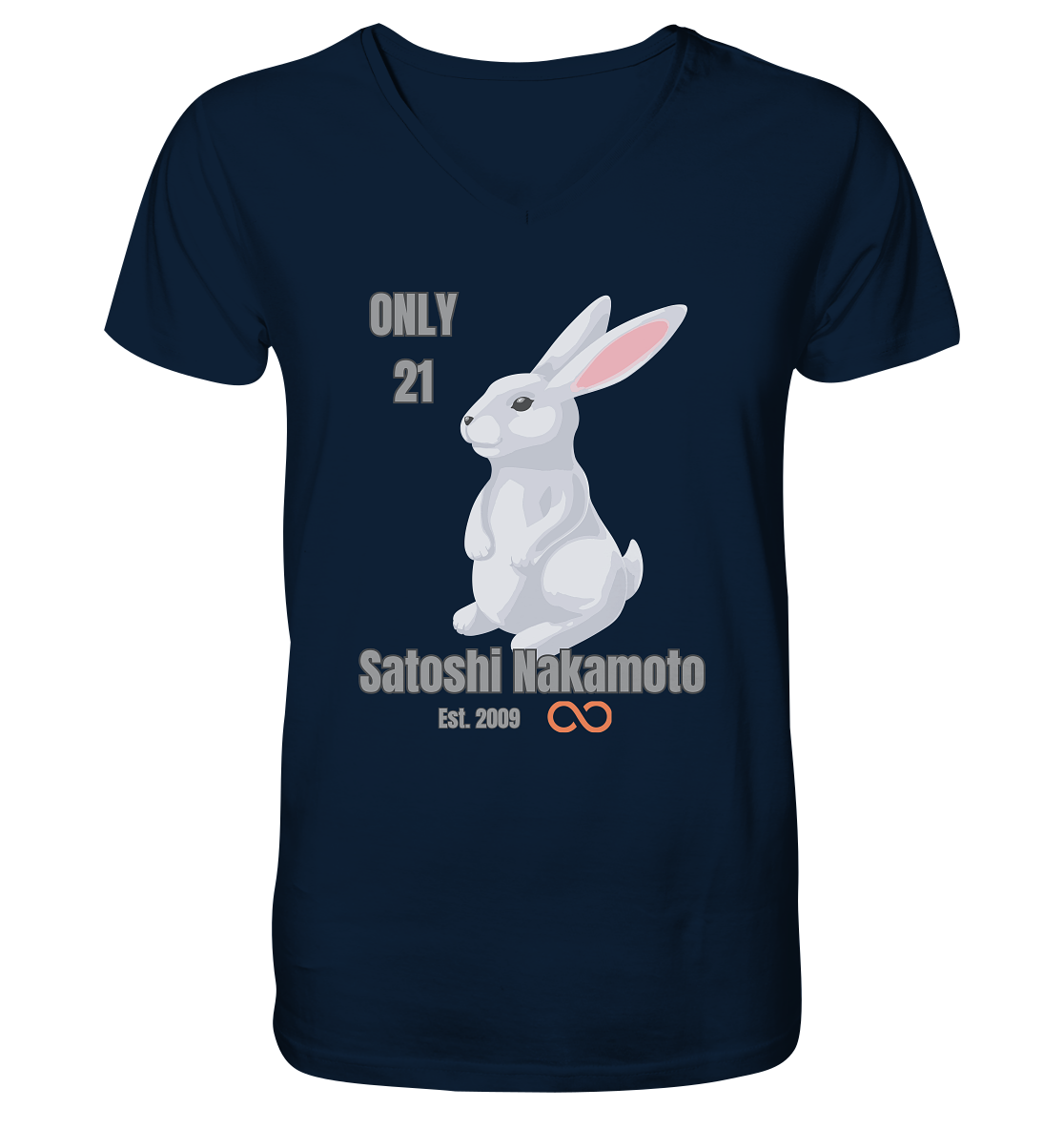 SATOSHI NAKAMOTO Est. 2009 (unendlich) - ONLY 21  - Mens Organic V-Neck Shirt