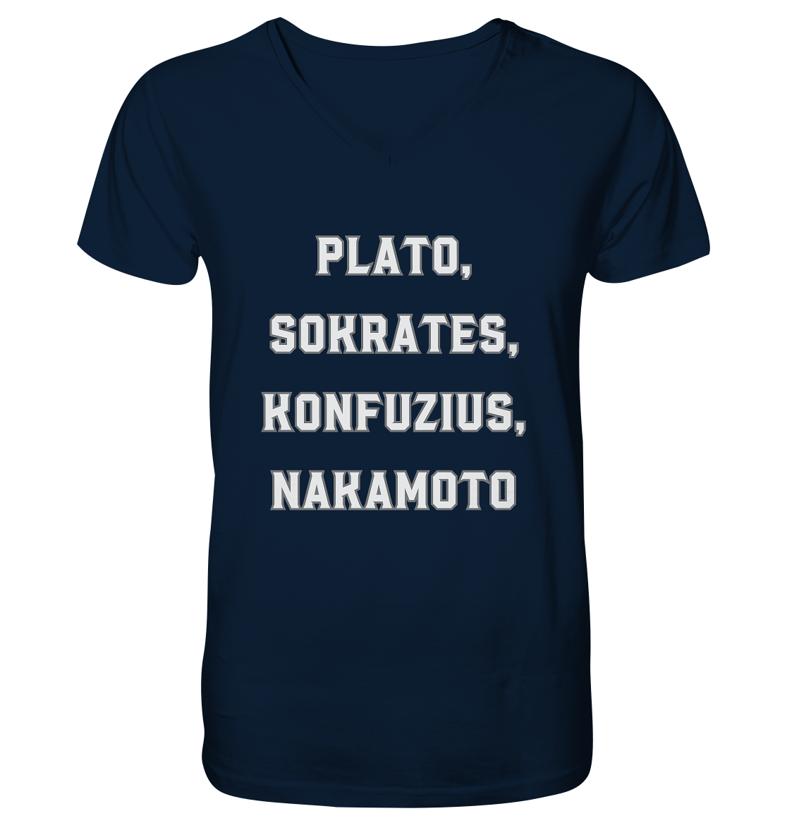 PLATO, SOKRATES, KONFUZIUS, NAKAMOTO  - Mens Organic V-Neck Shirt