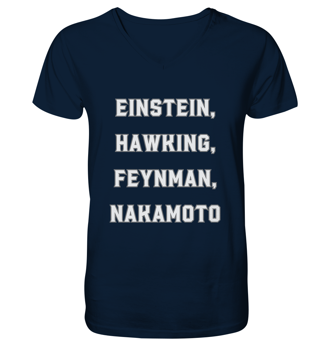 EINSTEIN, HAWKING, FEYNMAN, NAKAMOTO - Mens Organic V-Neck Shirt