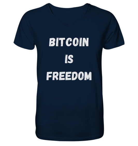 BITCOIN IS FREEDOM - Mens Organic V-Neck Shirt