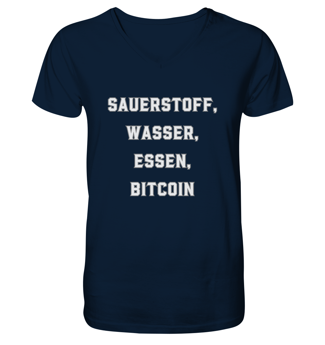 SAUERSTOFF, WASSER, ESSEN, BITCOIN - Mens Organic V-Neck Shirt