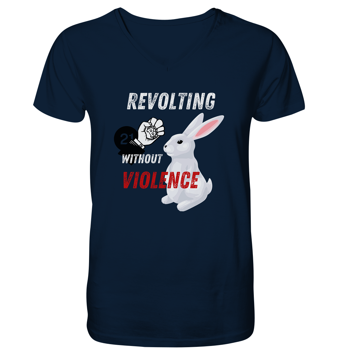 REVOLTING WITHOUT VIOLENCE  - Mens Organic V-Neck Shirt