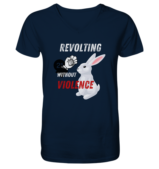 REVOLTING WITHOUT VIOLENCE  - Mens Organic V-Neck Shirt