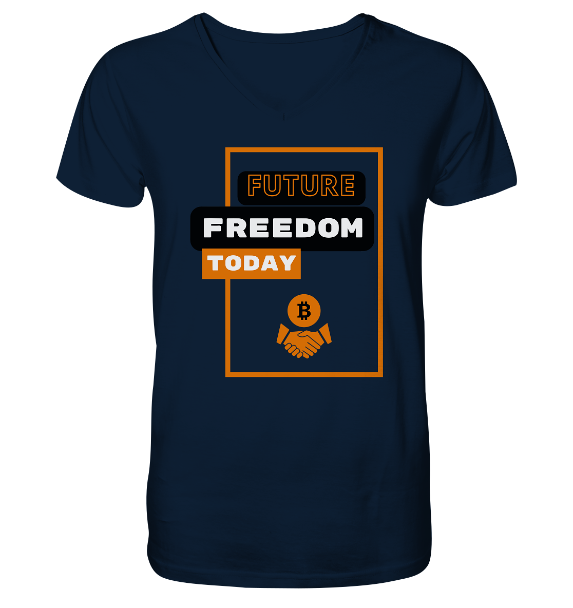 FUTURE FREEDOM TODAY (BTC handshake) - Mens Organic V-Neck Shirt