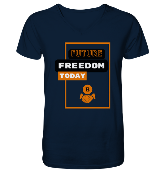 FUTURE FREEDOM TODAY (BTC handshake) - Mens Organic V-Neck Shirt