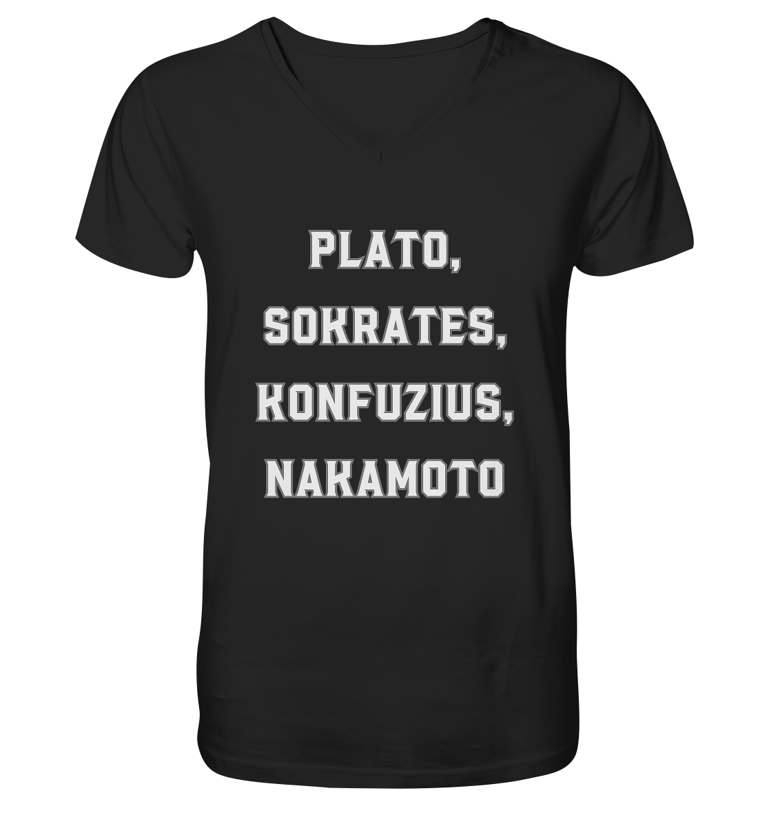 PLATO, SOKRATES, KONFUZIUS, NAKAMOTO  - Mens Organic V-Neck Shirt