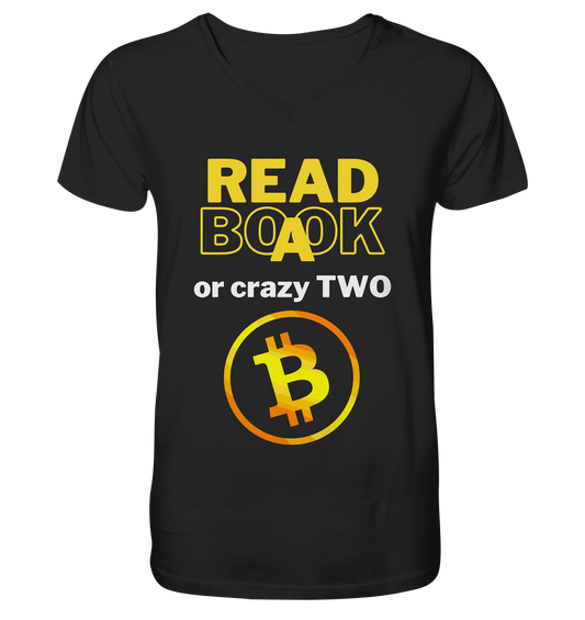 READ A BOOK or CRAZY TWO - Variante "Book" im Hintergrund - Mens Organic V-Neck Shirt