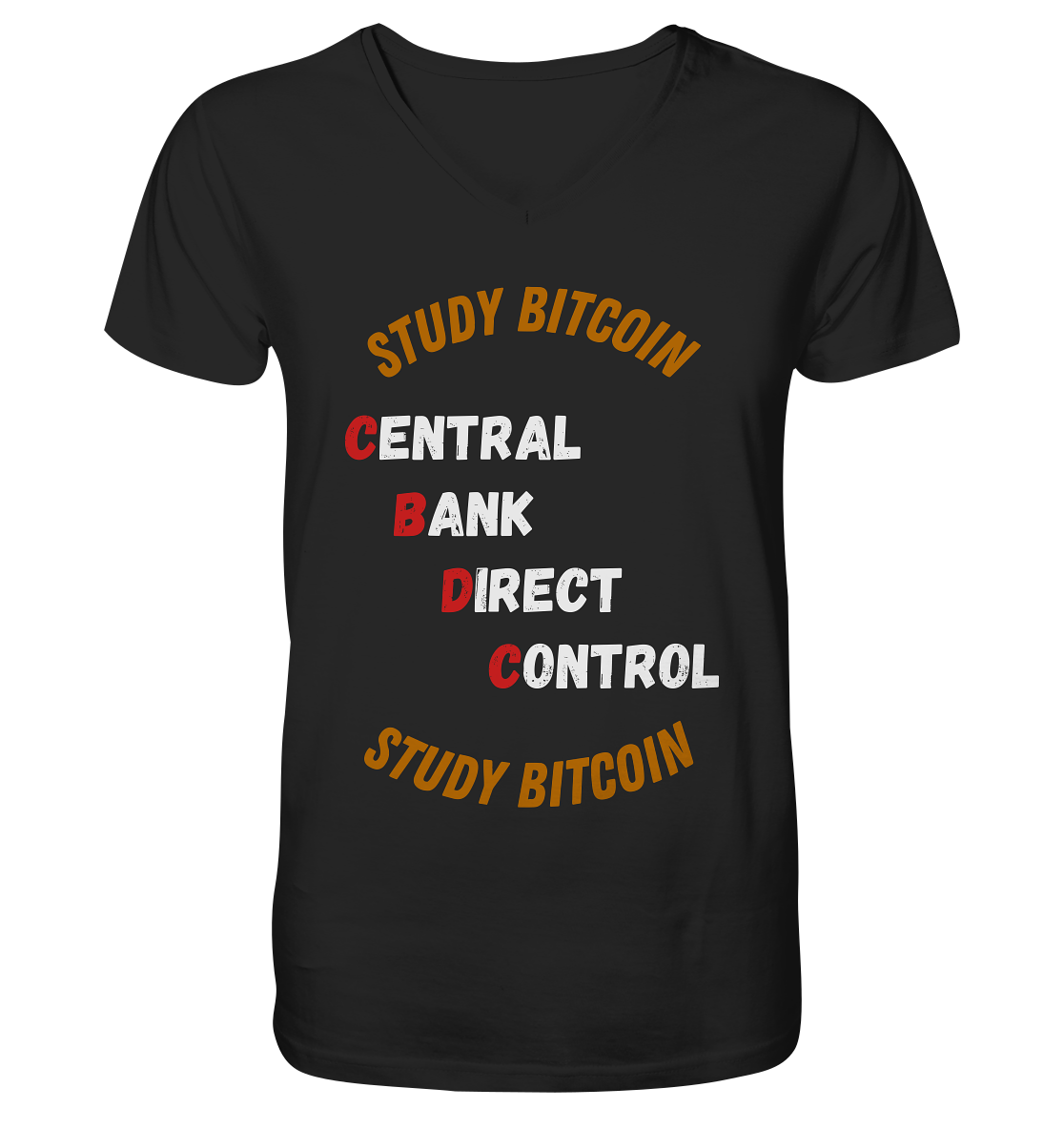 CENTRAL BANK DIRECT CONTROL - STUDY BITCOIN   - Mens Organic V-Neck Shirt