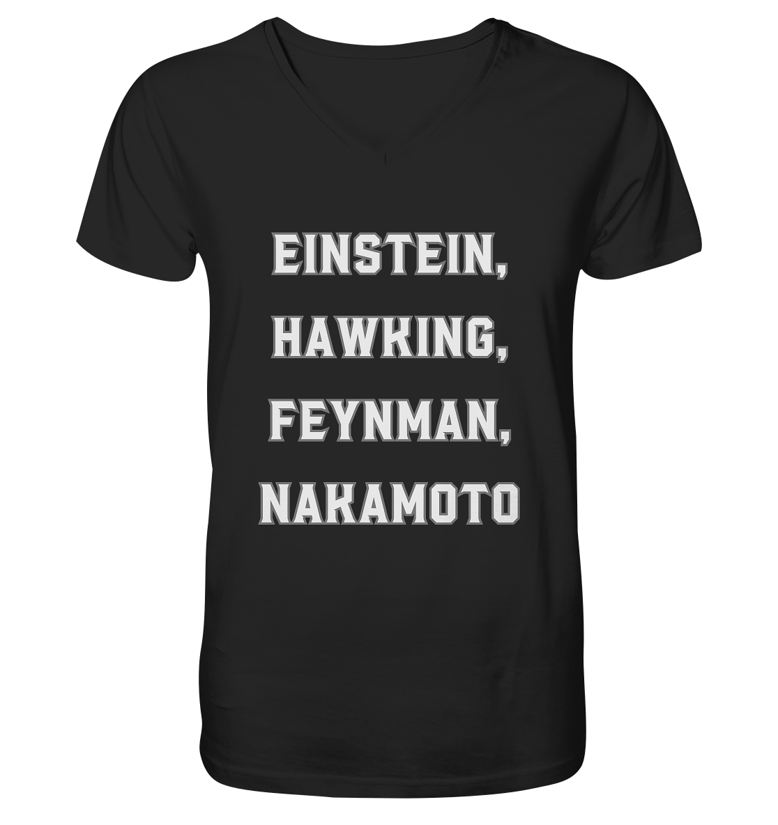 EINSTEIN, HAWKING, FEYNMAN, NAKAMOTO - Mens Organic V-Neck Shirt