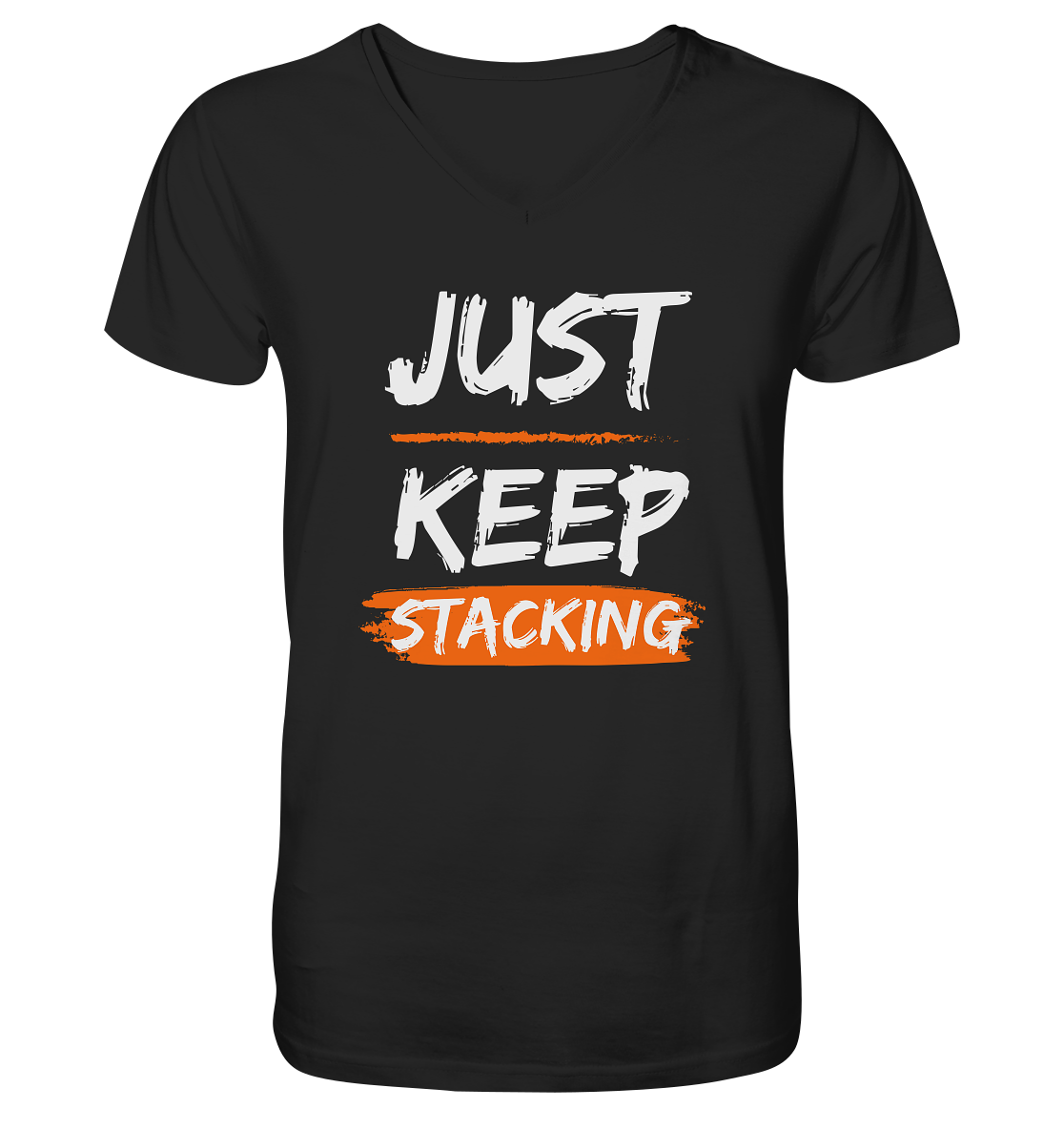 JUST KEEP STACKING - Mens Organic V-Neck Shirt