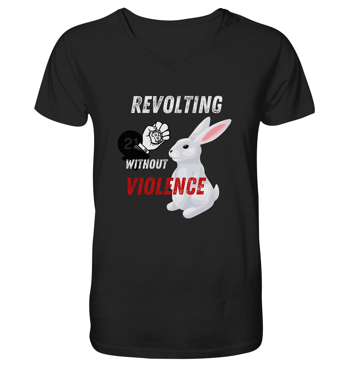 REVOLTING WITHOUT VIOLENCE  - Mens Organic V-Neck Shirt