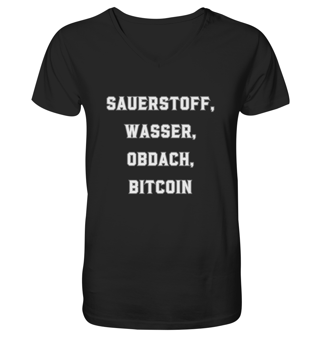 SAUERSTOFF, WASSER, OBDACH, BITCOIN - Mens Organic V-Neck Shirt